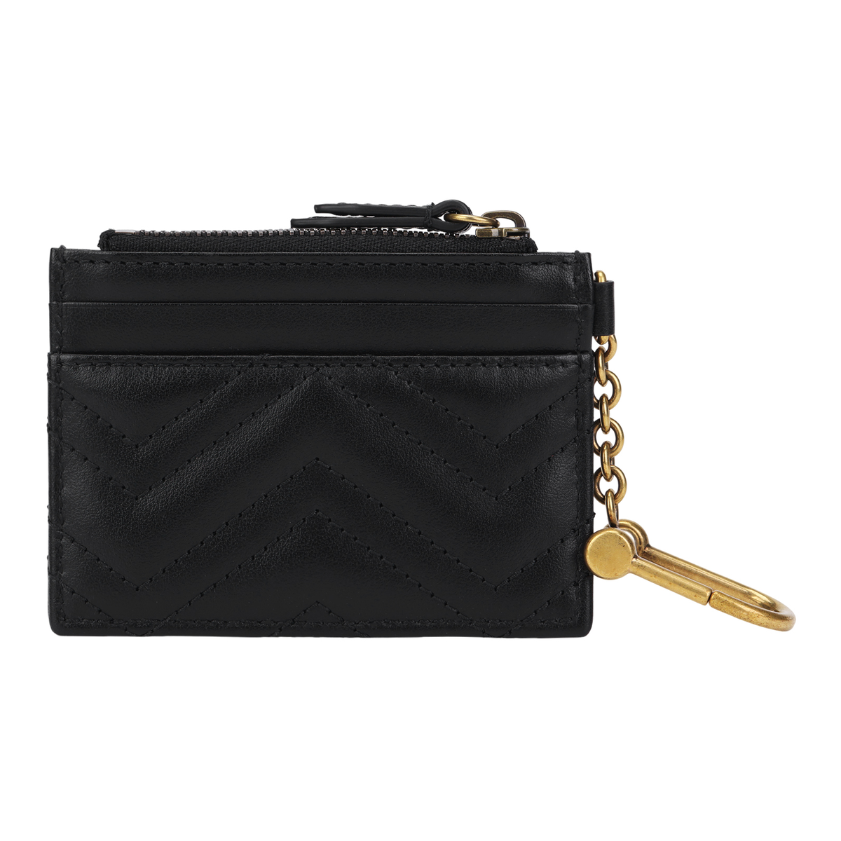 GUCCI GG Marmont Quilted Leather Coin and Card Charm Pouch in Black - 627064