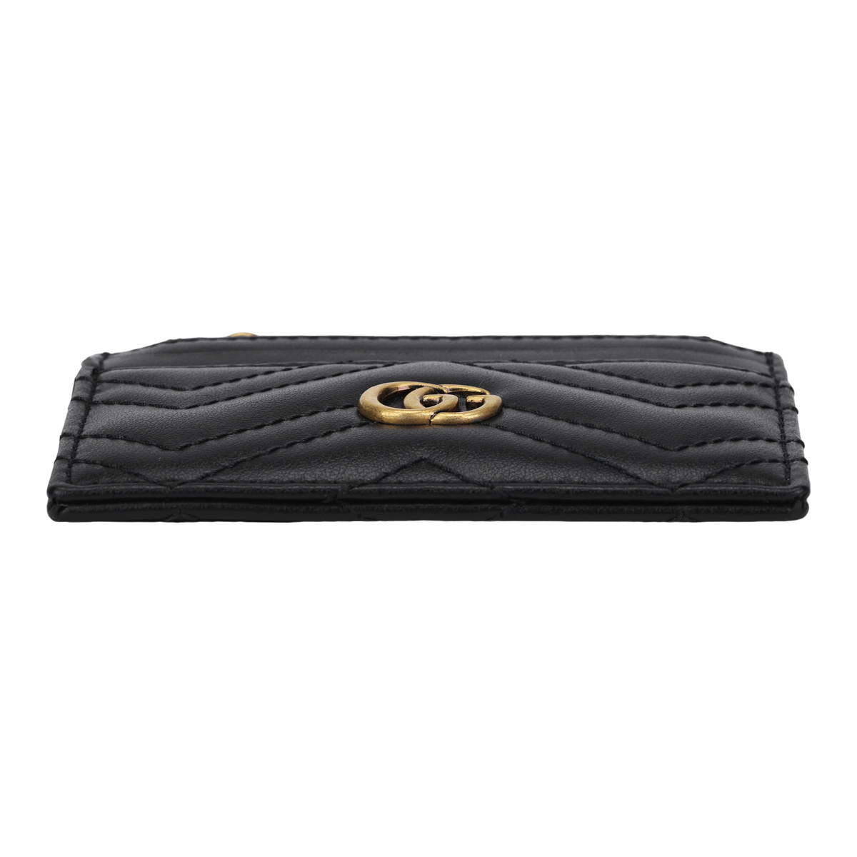 GUCCI GG Marmont Quilted Leather Coin and Card Charm Pouch in Black - 627064