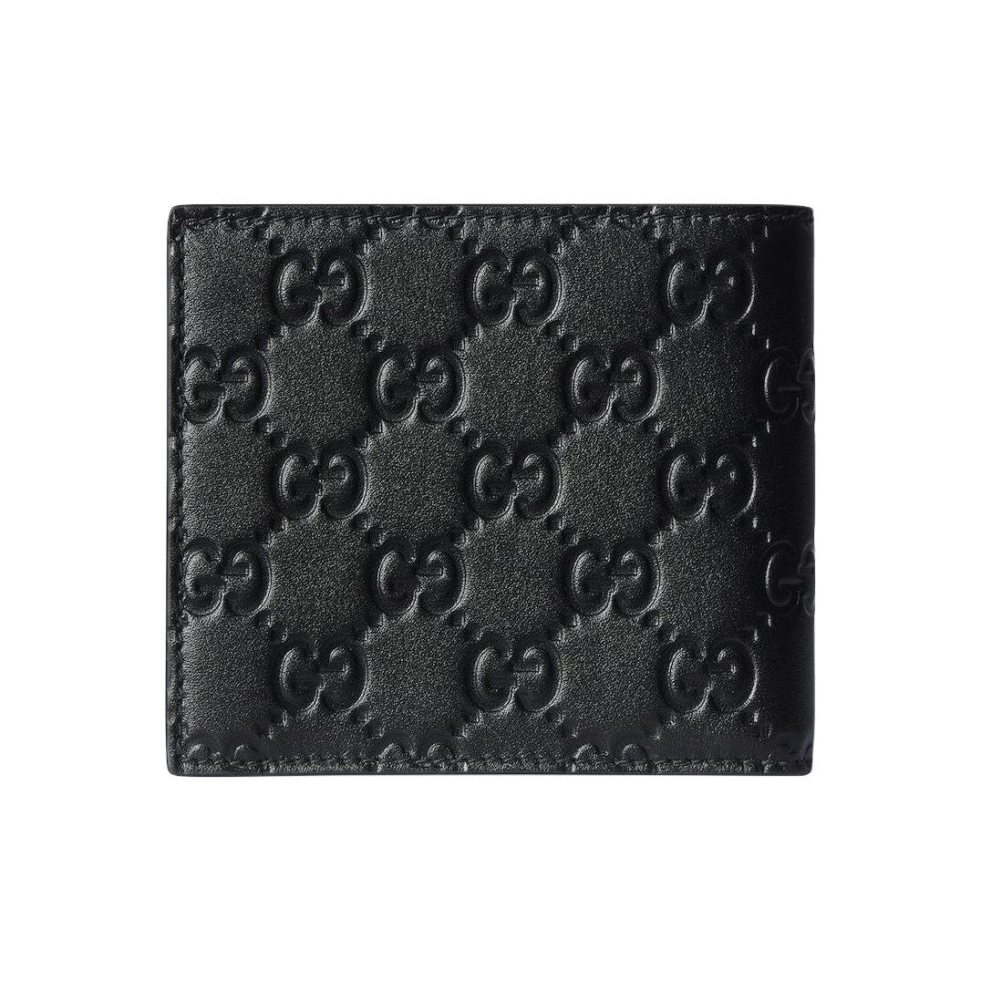 GUCCI GG Emblem Men's Embossed Smooth Leather Wallet in Black - 850177
