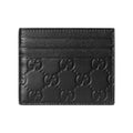 GUCCI GG Emblem Men's Embossed Smooth Leather Card Holder in Black - 850187