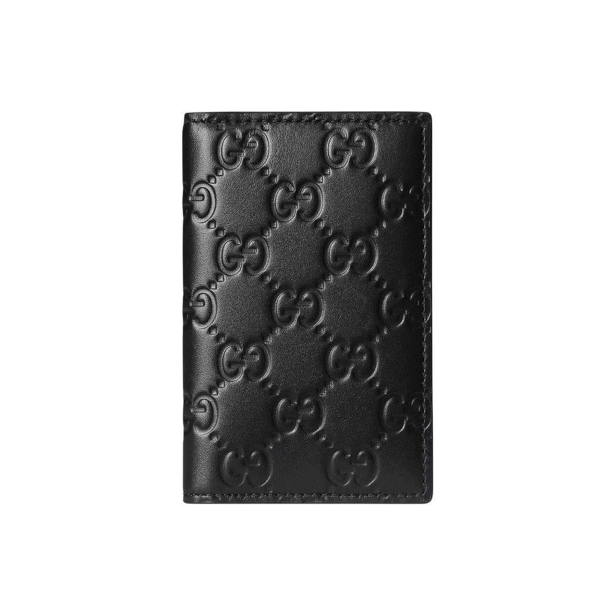 GUCCI GG Emblem Women's GG Embossed Cowhide Leather Card Wallet in Black - 850183