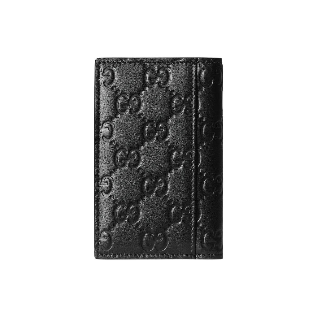 GUCCI GG Emblem Women's GG Embossed Cowhide Leather Card Wallet in Black - 850183