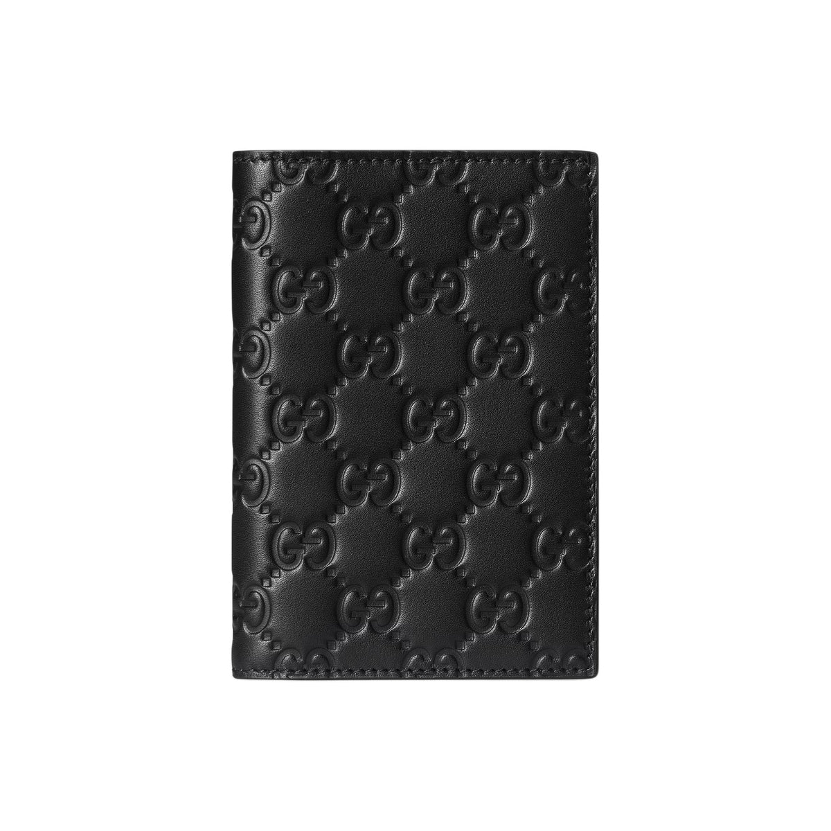 GUCCI GG Emblem Women's Embossed Smooth Leather Card Holder in Black - 850184