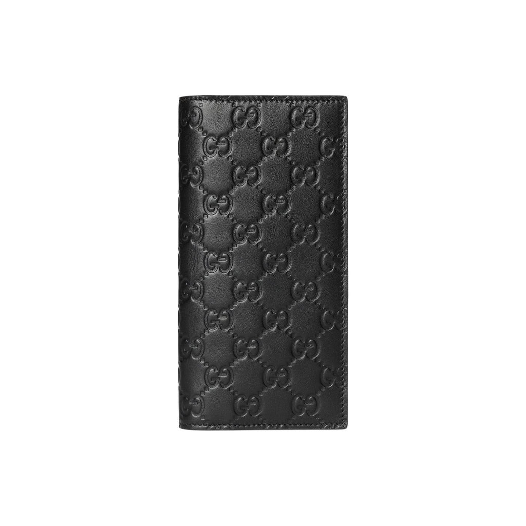 GUCCI GG Emblem Men's Embossed Smooth Leather Long Wallet in Black - 850178