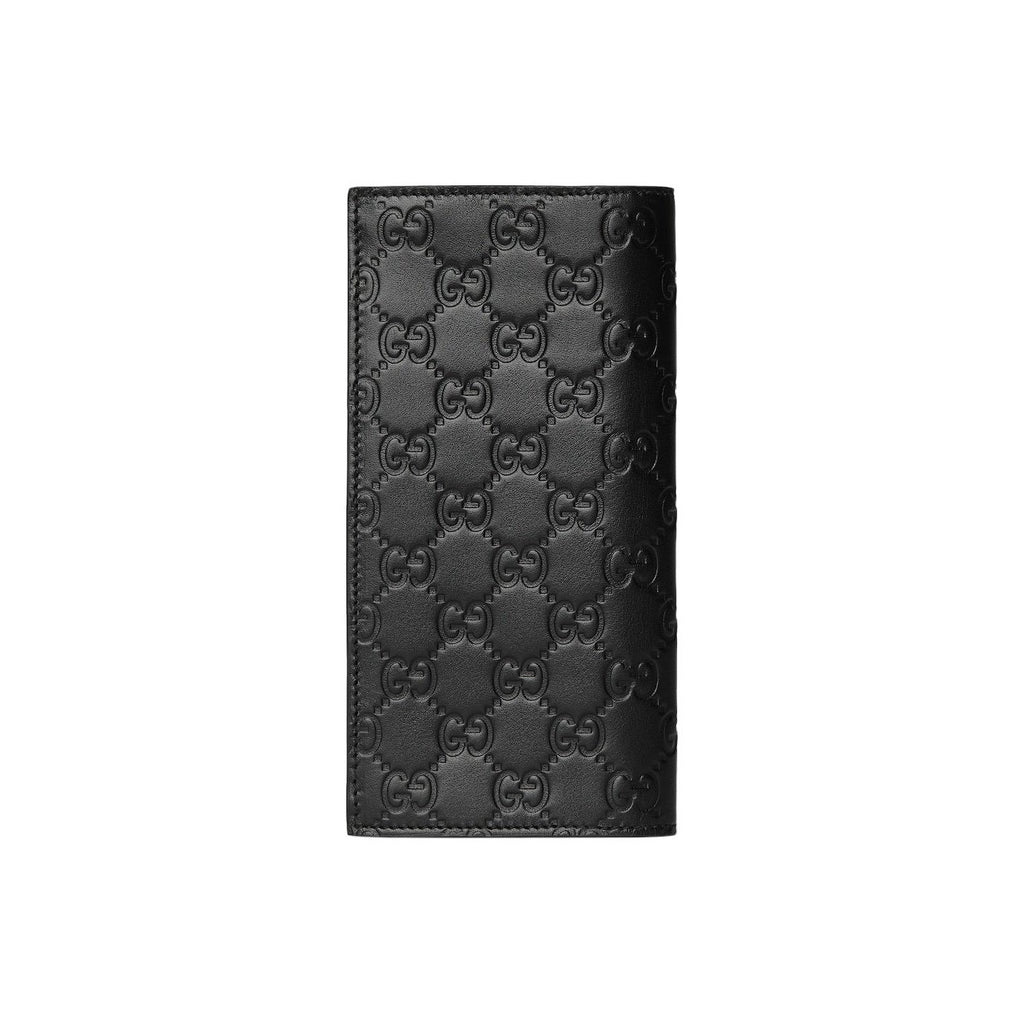 GUCCI GG Emblem Men's Embossed Smooth Leather Long Wallet in Black - 850178
