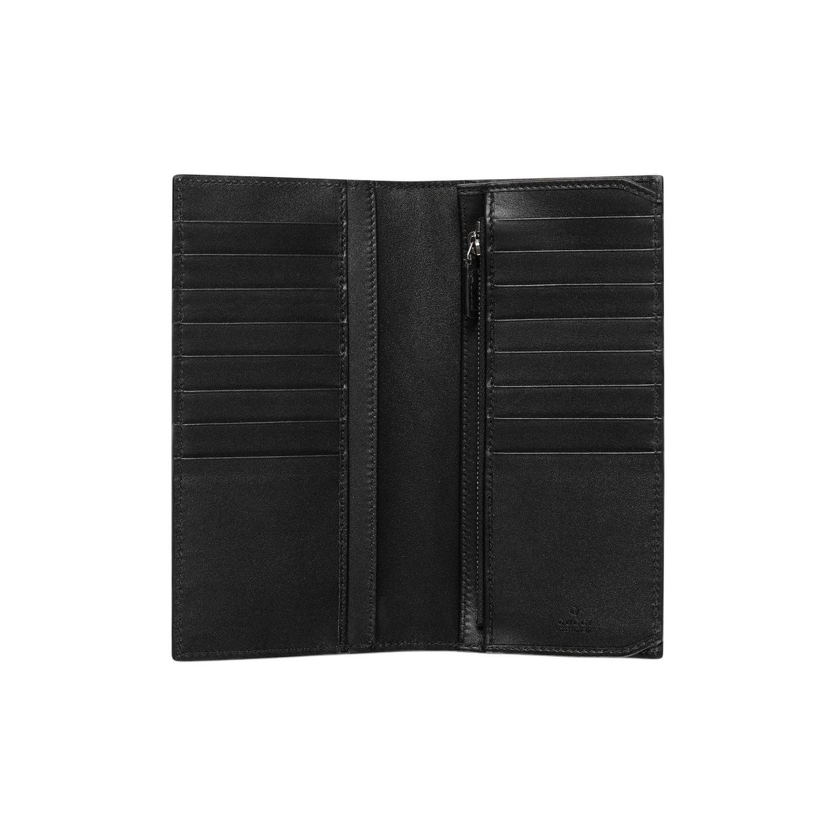 GUCCI GG Emblem Men's Embossed Smooth Leather Long Wallet in Black - 850178