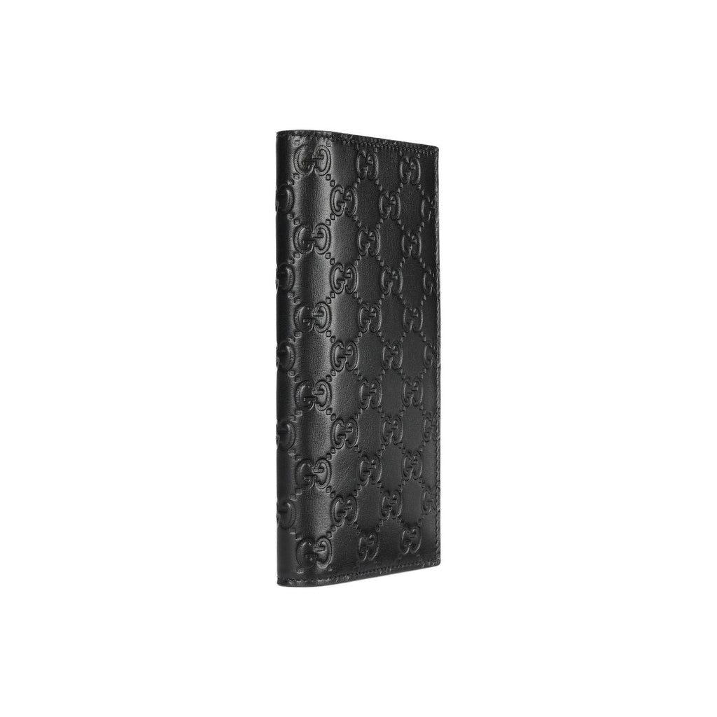 GUCCI GG Emblem Men's Embossed Smooth Leather Long Wallet in Black - 850178