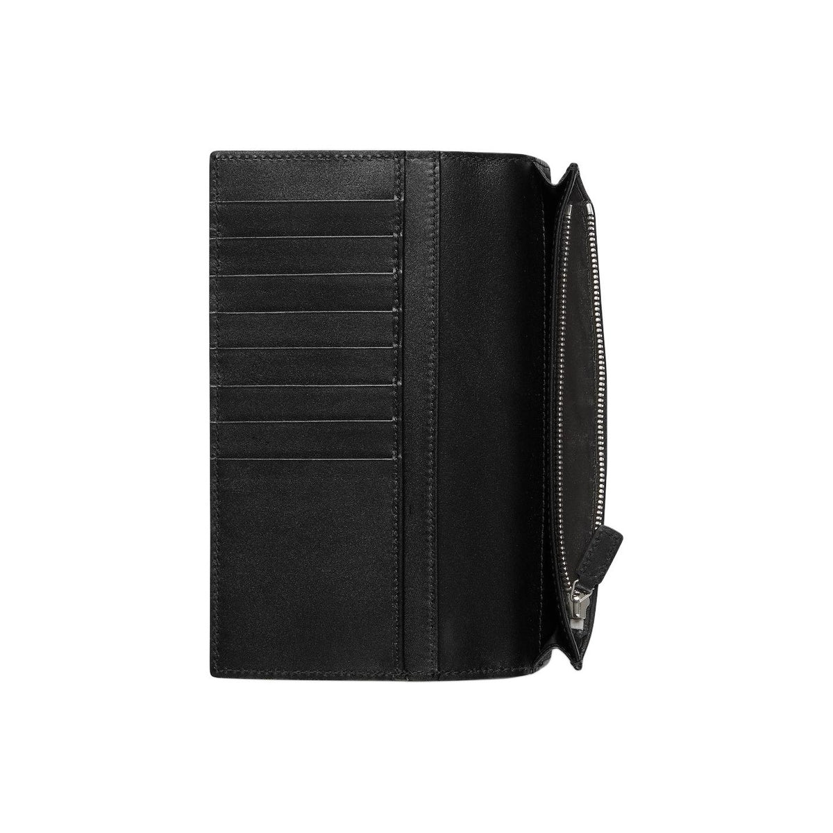 GUCCI GG Emblem Men's Embossed Smooth Leather Long Wallet in Black - 850178