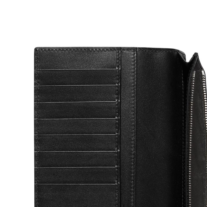 GUCCI GG Emblem Men's Embossed Smooth Leather Long Wallet in Black - 850178