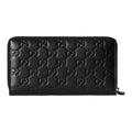 GUCCI GG Emblem Men's GG Pattern Cowhide Leather Long Zip Wallet in Black - 860868