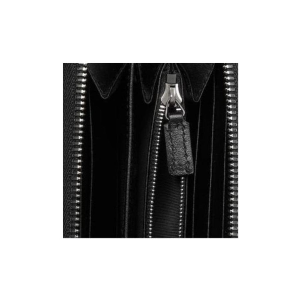 GUCCI GG Emblem Men's GG Pattern Cowhide Leather Long Zip Wallet in Black - 860868