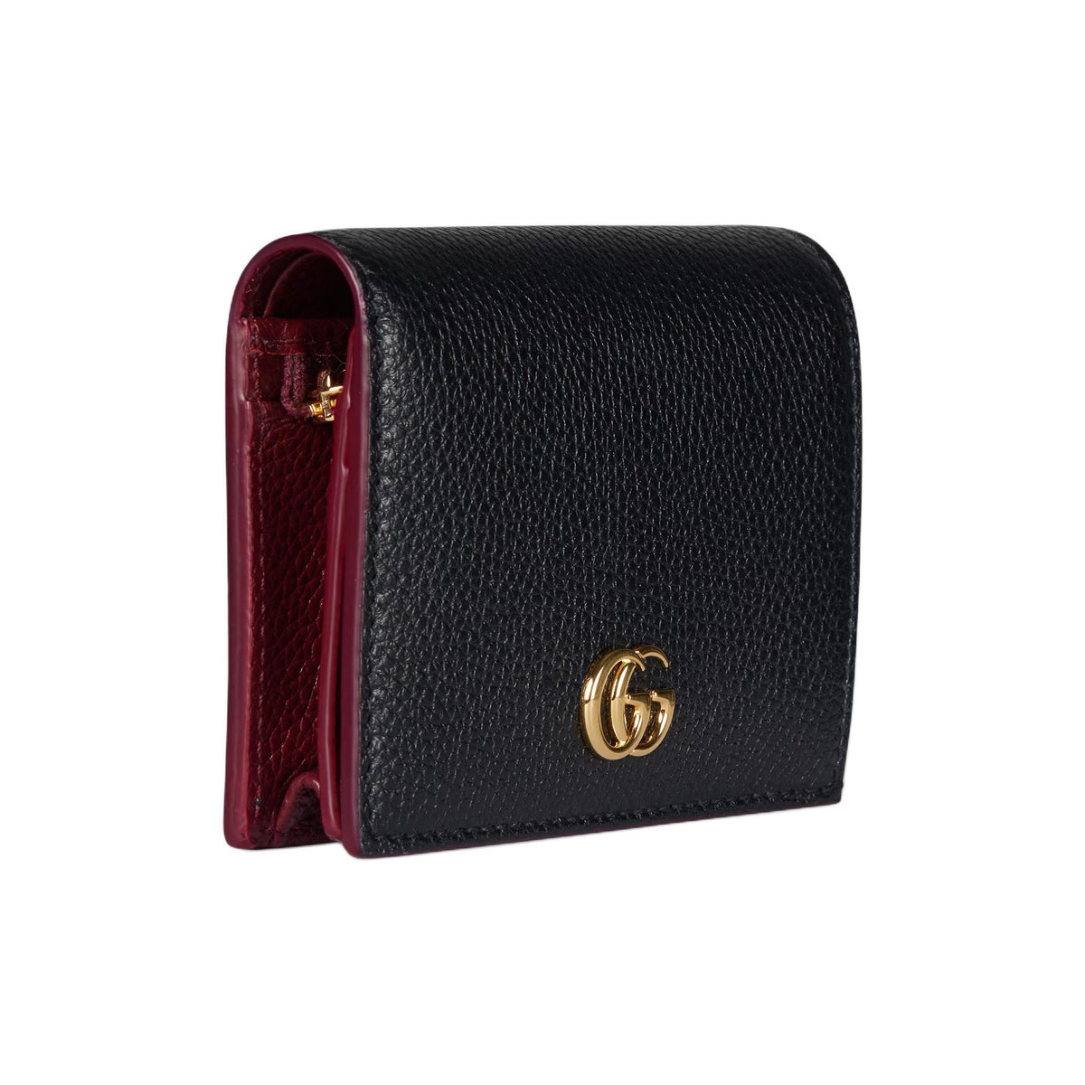 GUCCI GG Marmont Unisex Small Leather Wallet in Black and Red - 456126