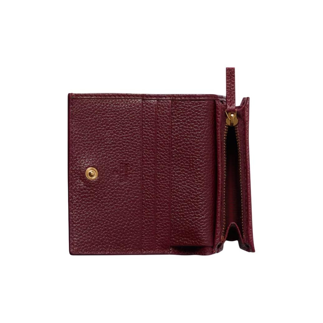 GUCCI GG Marmont Unisex Small Leather Wallet in Black and Red - 456126