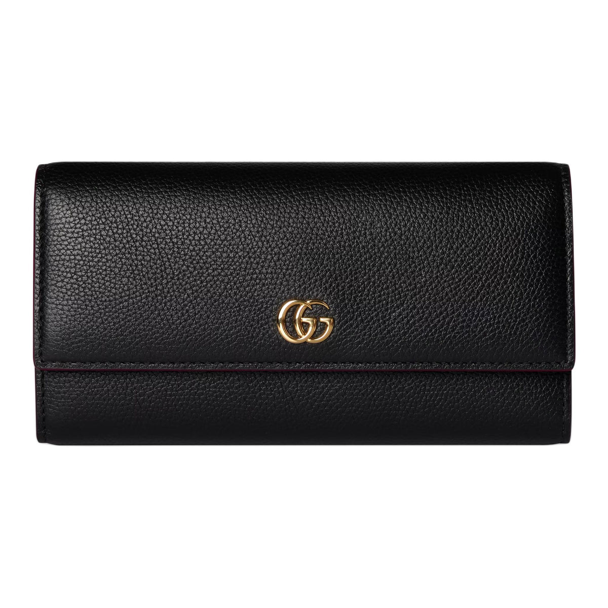 GUCCI GG Marmont Women's Cowhide Leather Snap Wallet in Black and Red - 456116