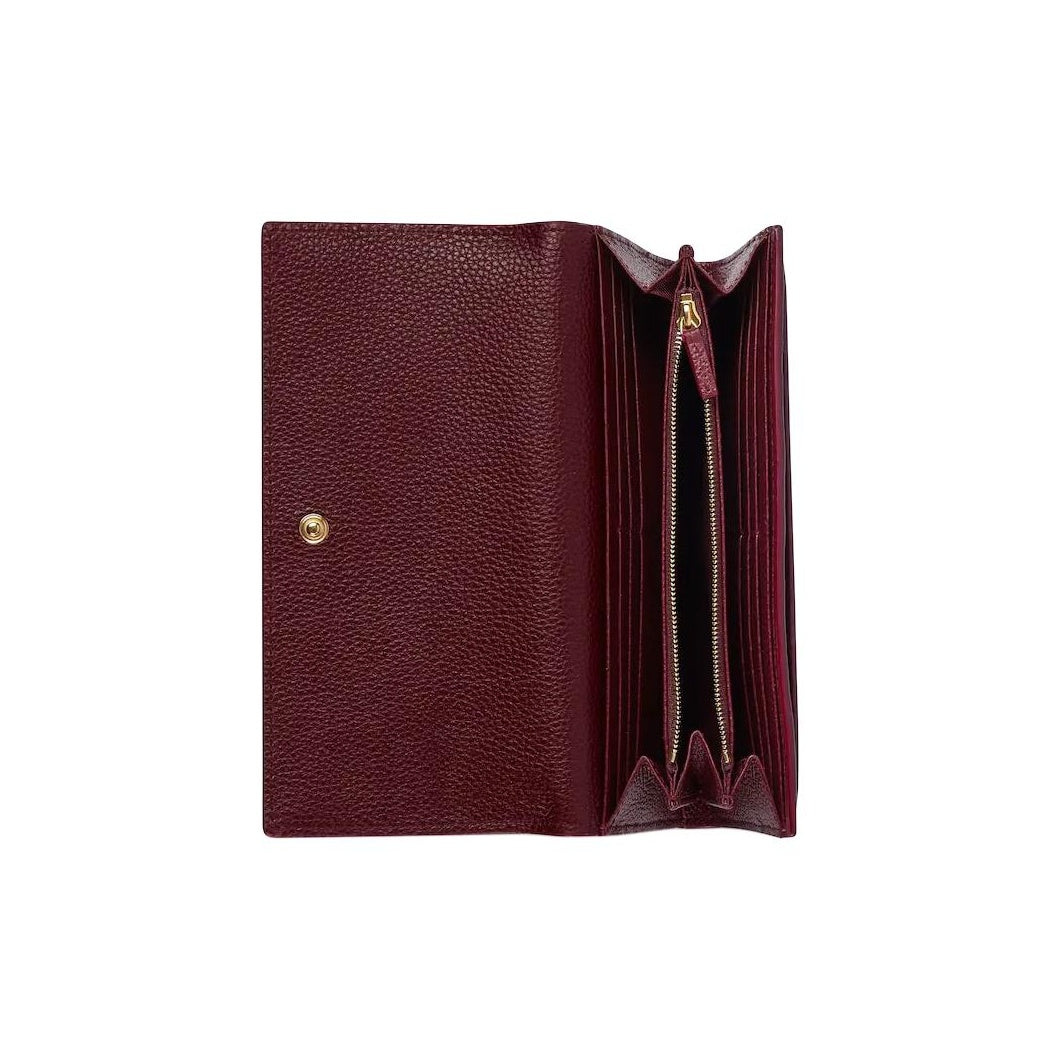 GUCCI GG Marmont Women's Cowhide Leather Snap Wallet in Black and Red - 456116