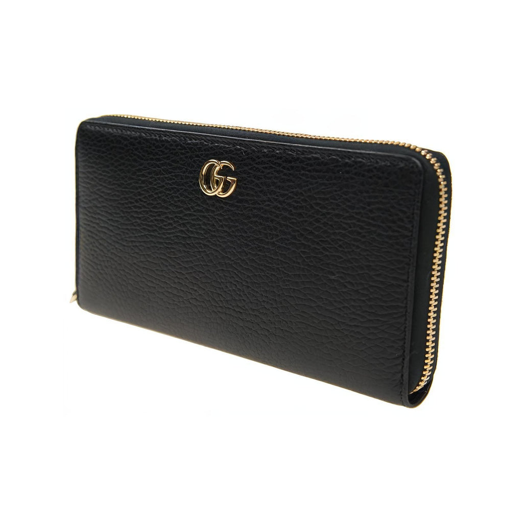 GUCCI GG Marmont Women's Leather Long Zip Wallet in Black - 456117