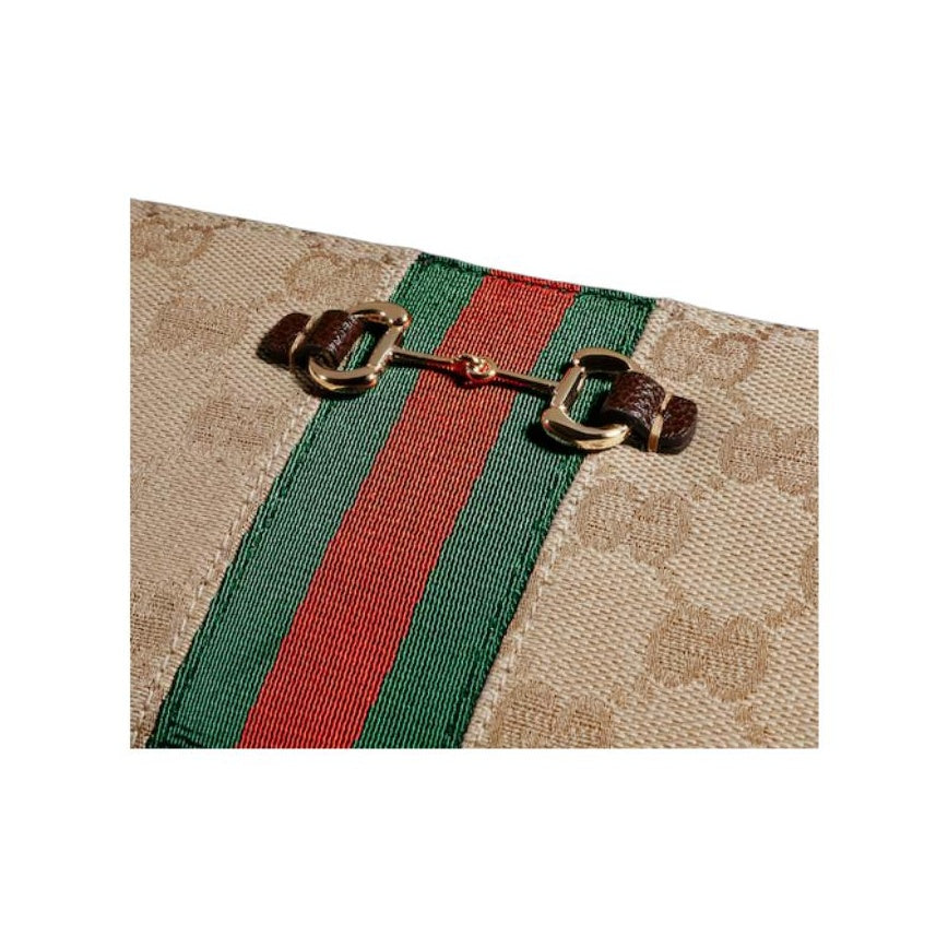 GUCCI Horsebit Women's GG Print Canvas Wallet in Sand - 867124