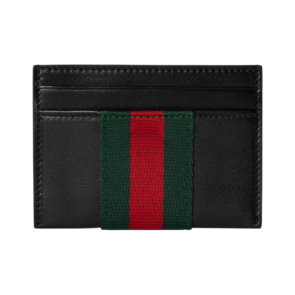 GUCCI TrademarkWeb Men's Soft Leather Card Holder in Black - 867277
