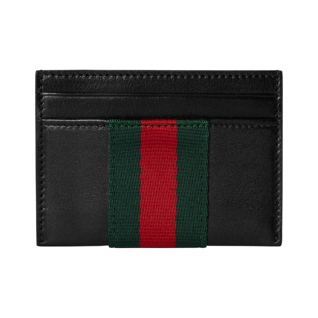 GUCCI TrademarkWeb Men's Soft Leather Card Holder in Black - 867277