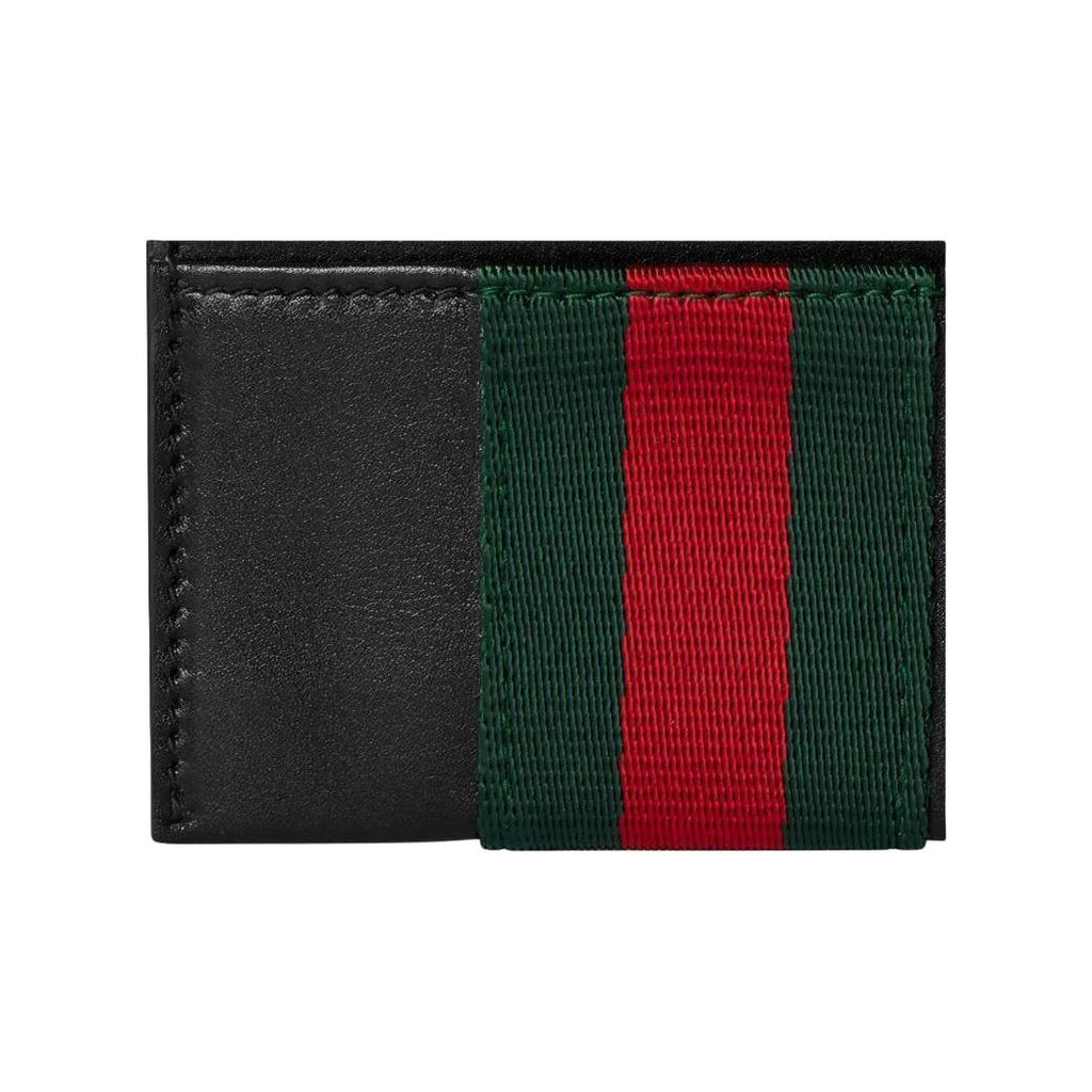 GUCCI TrademarkWeb Men's Soft Leather Card Holder in Black - 867277