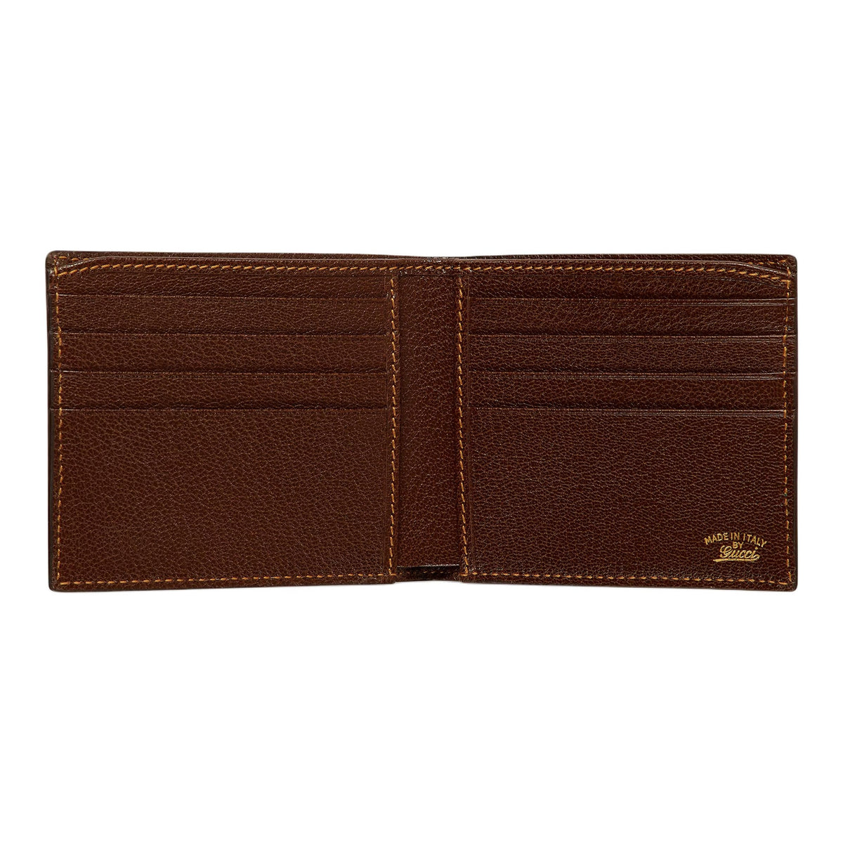 GUCCI Unisex GG Canvas Bifold Wallet with Web Detail in Sand and Brown - 867335