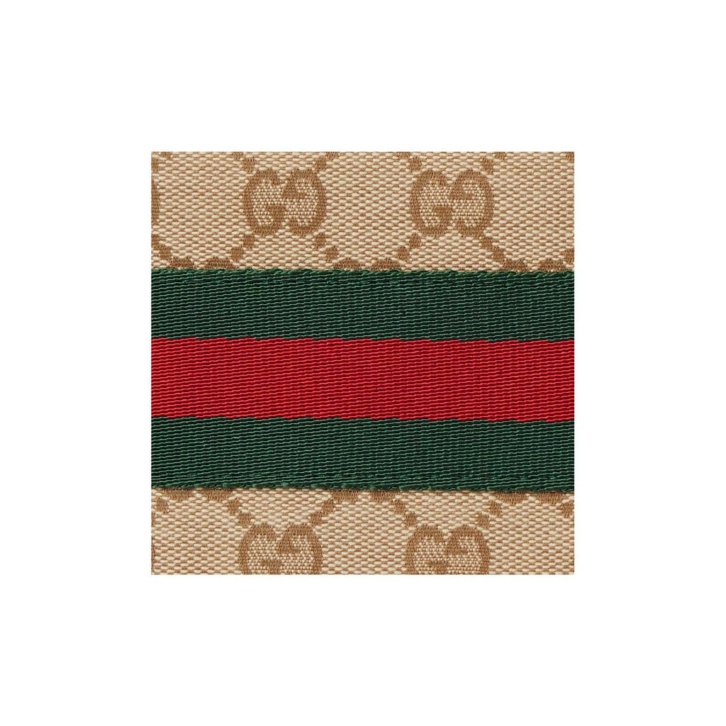 GUCCI Unisex GG Canvas Bifold Wallet with Web Detail in Sand and Brown - 867335