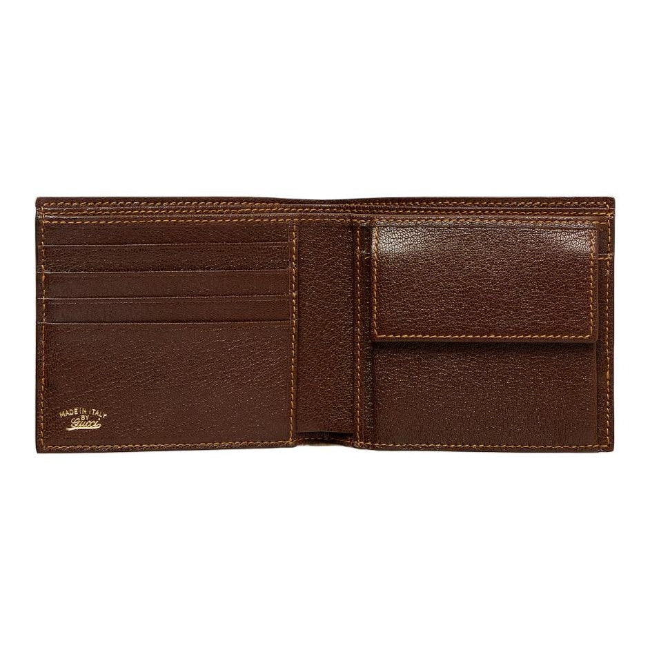 GUCCI Men's GG Canvas Wallet with Webbing in Sand and Dark Brown - 867341