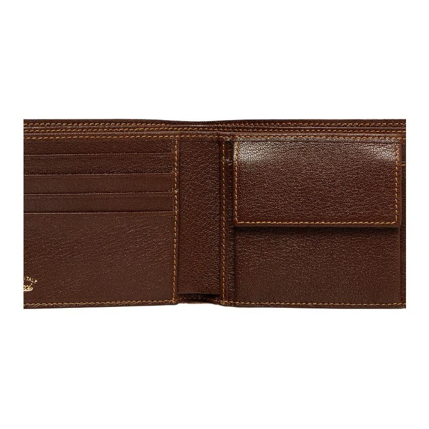 GUCCI Men's GG Canvas Wallet with Webbing in Sand and Dark Brown - 867341
