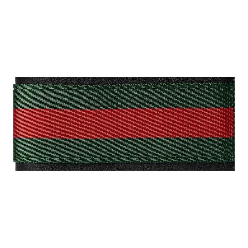 GUCCI Men's Leather Wallet with Red and Green Stripes in Black - 867283