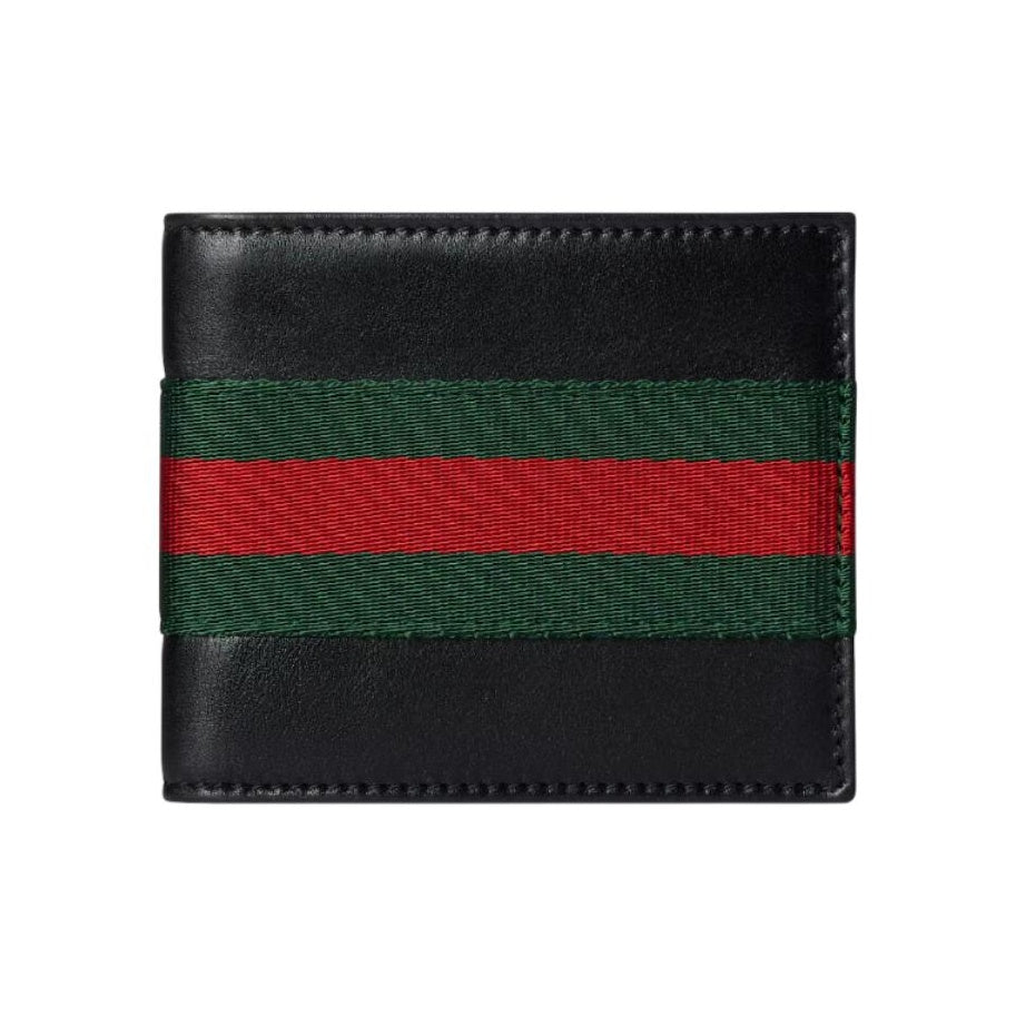 GUCCI WebTrademark Men's Soft Leather Bifold Wallet in Black - 867269