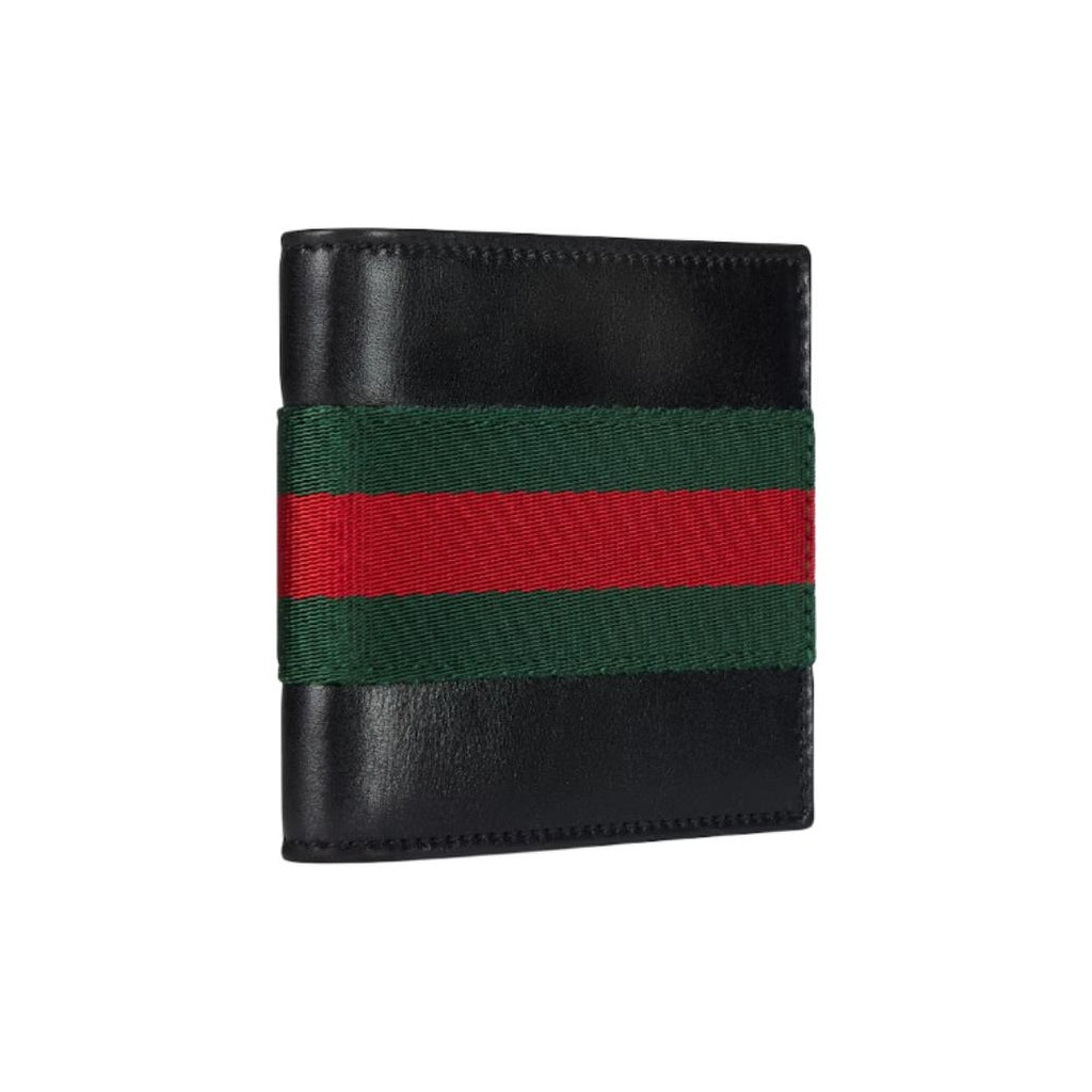 GUCCI WebTrademark Men's Soft Leather Bifold Wallet in Black - 867269
