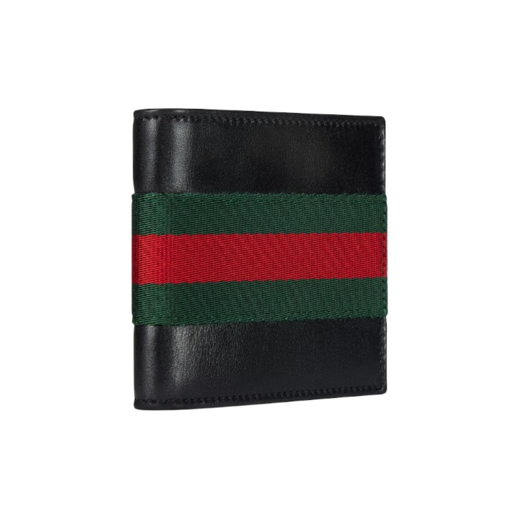 GUCCI WebTrademark Men's Soft Leather Bifold Wallet in Black - 867269