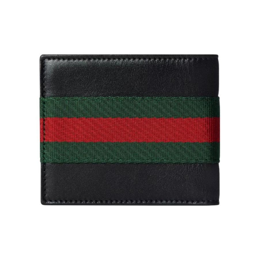 GUCCI WebTrademark Men's Soft Leather Bifold Wallet in Black - 867269