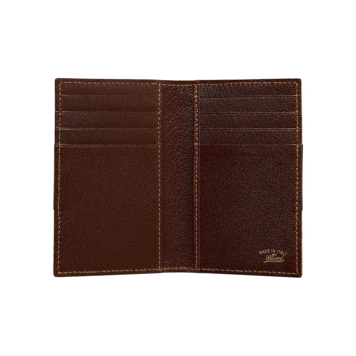 GUCCI Web Men's GG Monogram Canvas Card Holder in Sand and Dark Brown - 867346