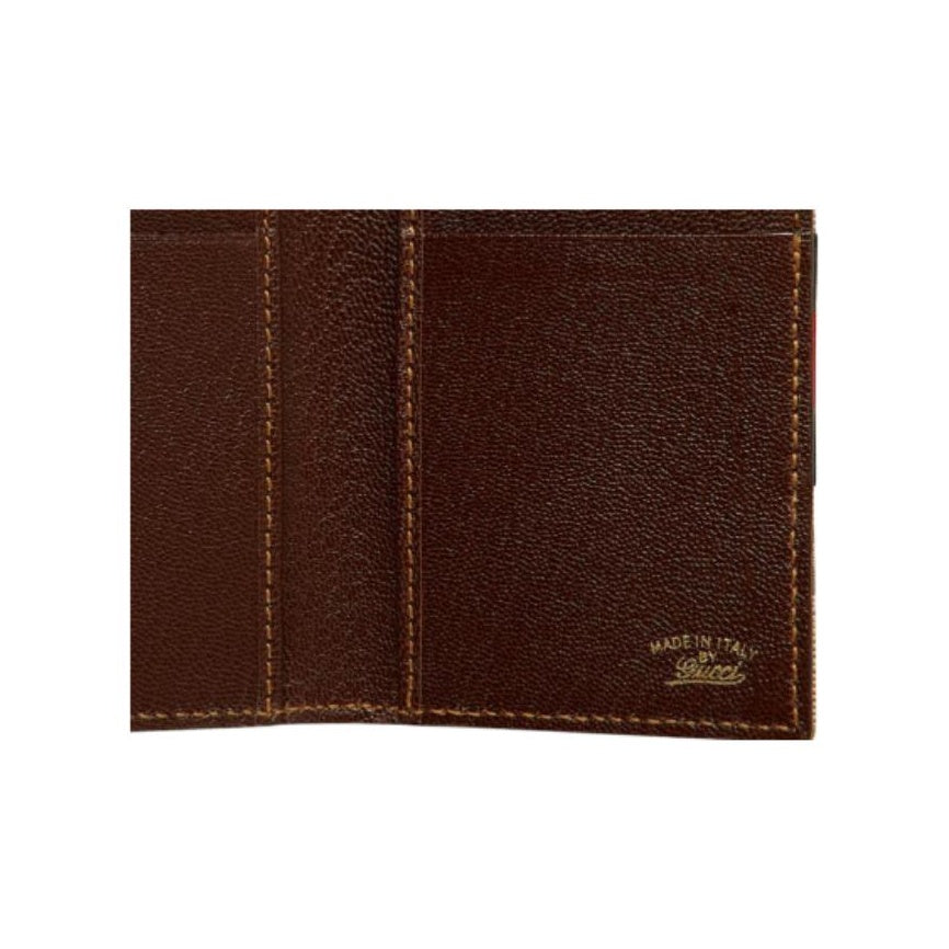 GUCCI Web Men's GG Monogram Canvas Card Holder in Sand and Dark Brown - 867346