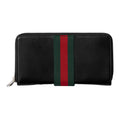 GUCCI TrademarkWeb Men's Soft Leather Zip-Around Wallet in Black - 867284