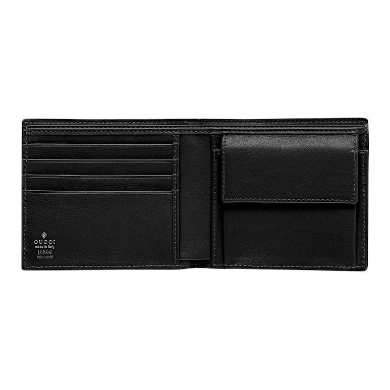 GUCCI Men's Printed and Embossed Leather Coin Pouch in Black - 835002