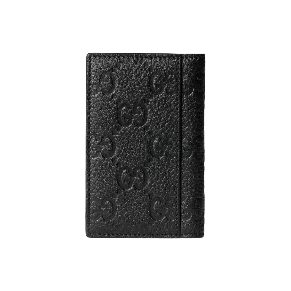 GUCCI IMPRINT Men's Logo Leather Card Holder in Black - 835011