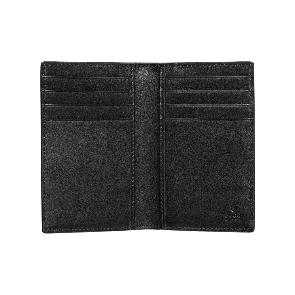 GUCCI IMPRINT Men's Logo Leather Card Holder in Black - 835011