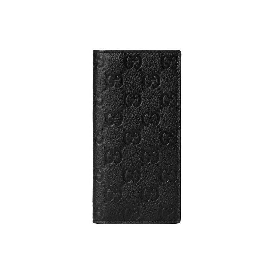 GUCCI IMPRINT Men's Logo-Embossed Leather Long Wallet in Black - 835014