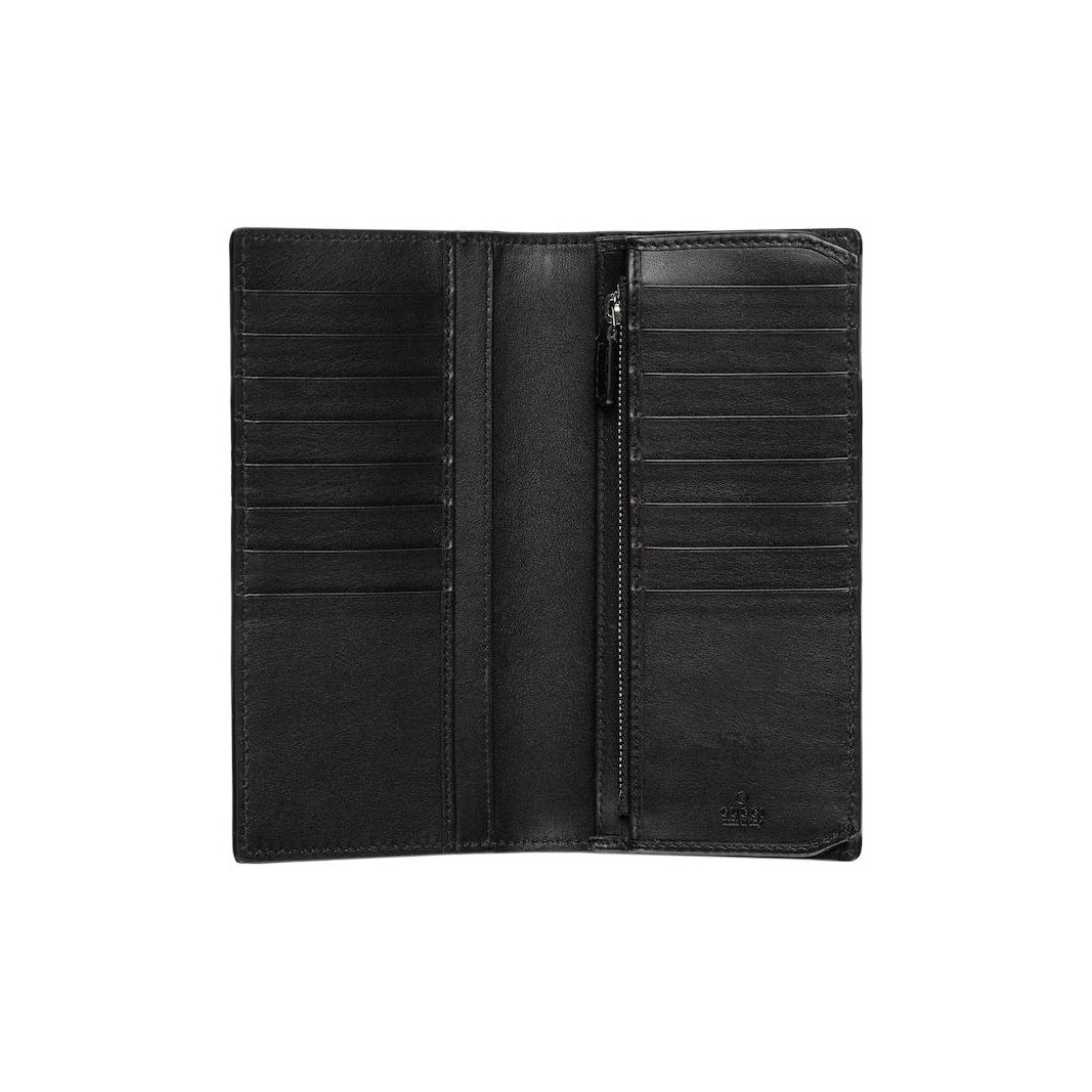 GUCCI IMPRINT Men's Logo-Embossed Leather Long Wallet in Black - 835014