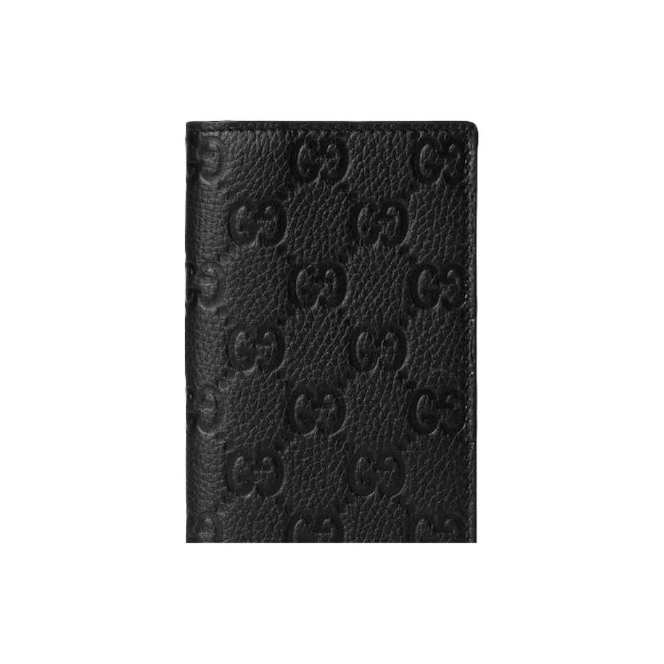 GUCCI IMPRINT Men's Logo-Embossed Leather Long Wallet in Black - 835014