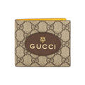 GUCCI Neo Vintage Men's Monogram Canvas and Leather Bifold Wallet in Ebony, Brown and Yellow - 473954