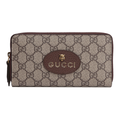 GUCCI Neo Vintage Unisex Monogram Canvas and Leather Zip Wallet in Ebony, Brown and Yellow - 473953