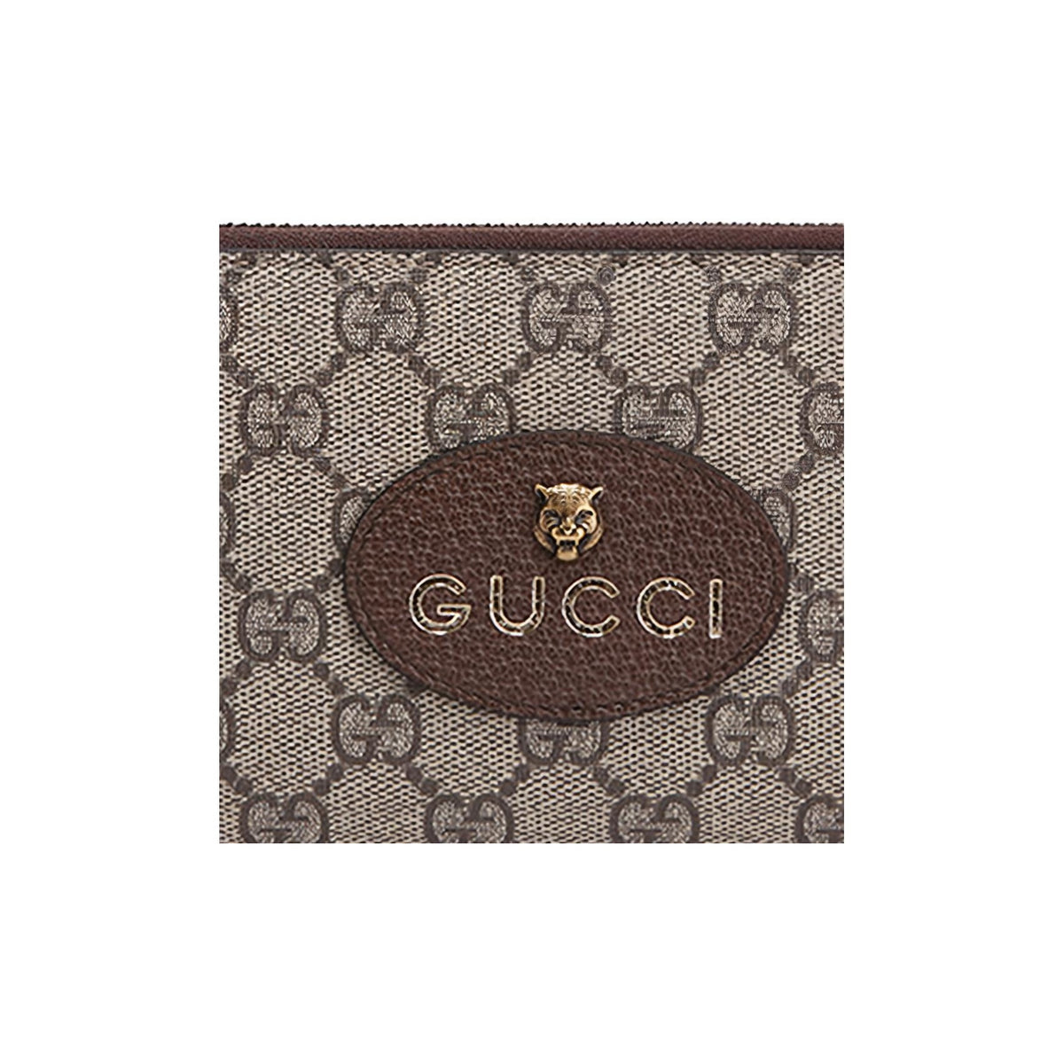 GUCCI Neo Vintage Unisex Monogram Canvas and Leather Zip Wallet in Ebony, Brown and Yellow - 473953