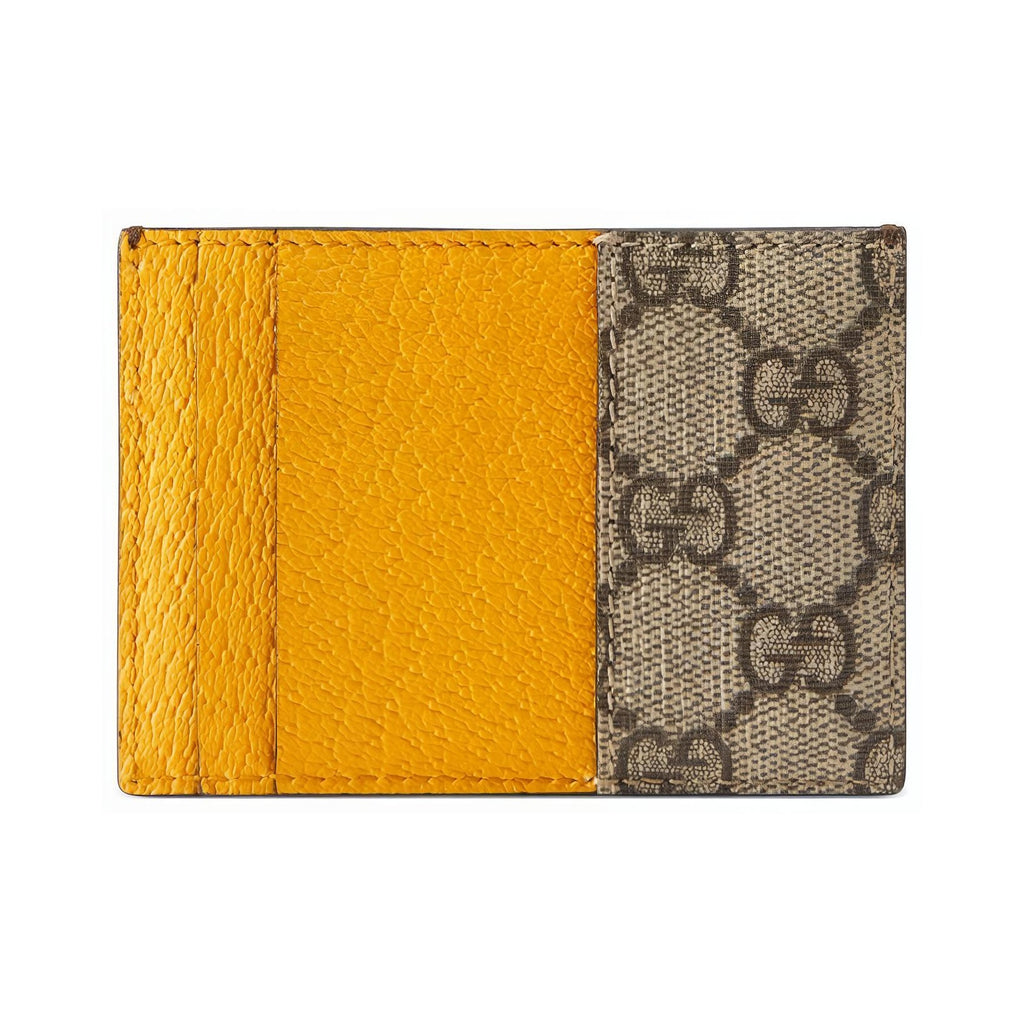 GUCCI Neo Vintage Unisex Monogram Canvas and Leather Card Holder in Ebony and Brown - 597557