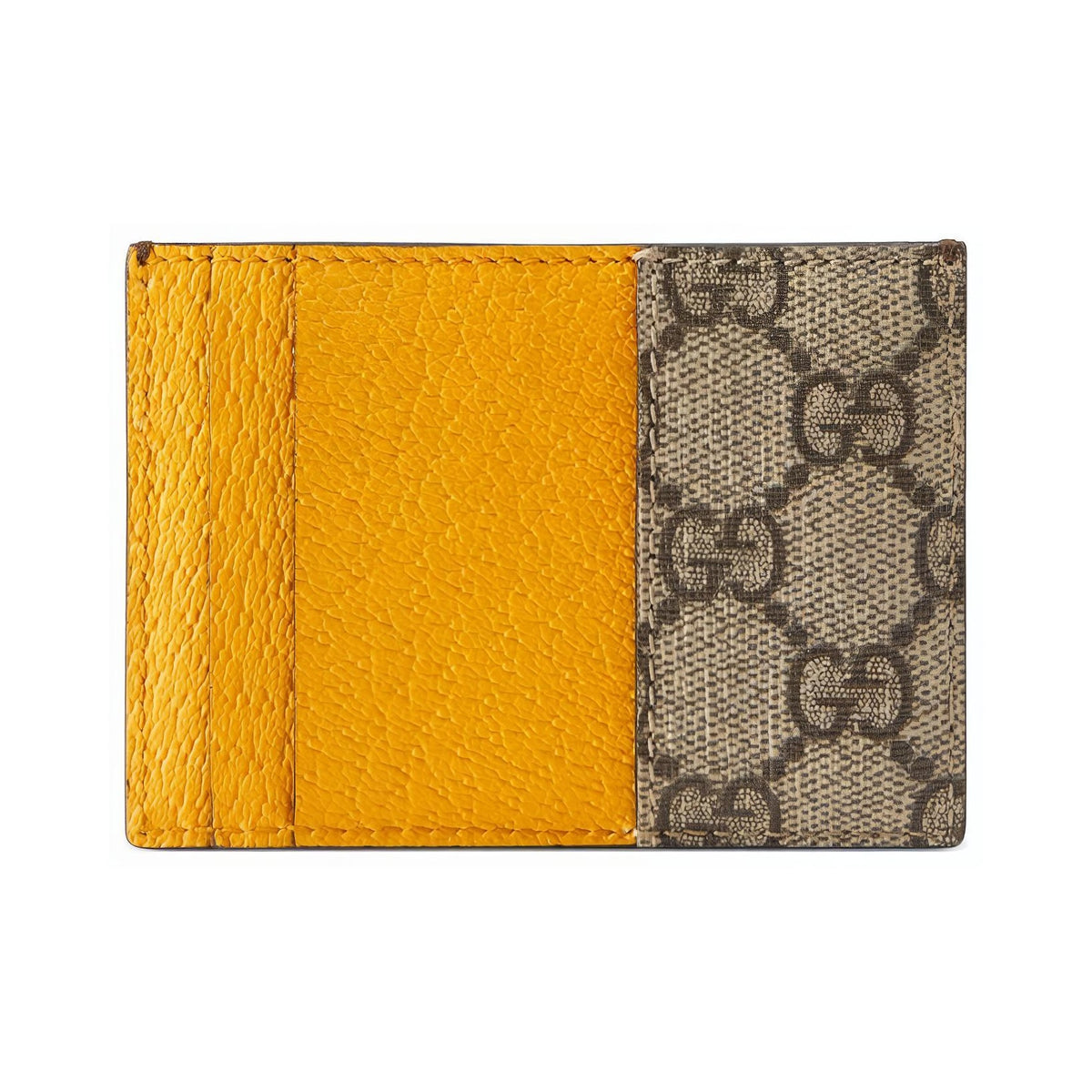 GUCCI Neo Vintage Unisex Monogram Canvas and Leather Card Holder in Ebony and Brown - 597557