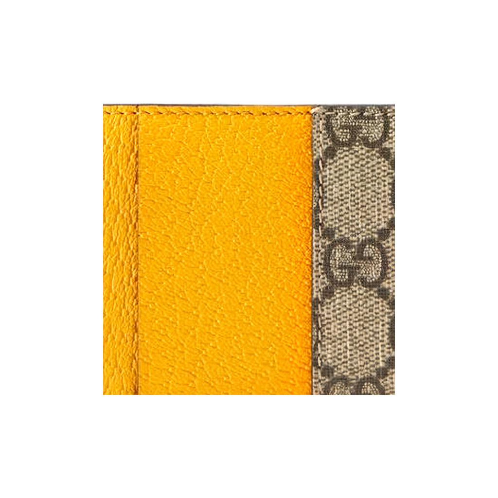 GUCCI Neo Vintage Unisex Monogram Canvas and Leather Card Holder in Ebony and Brown - 597557
