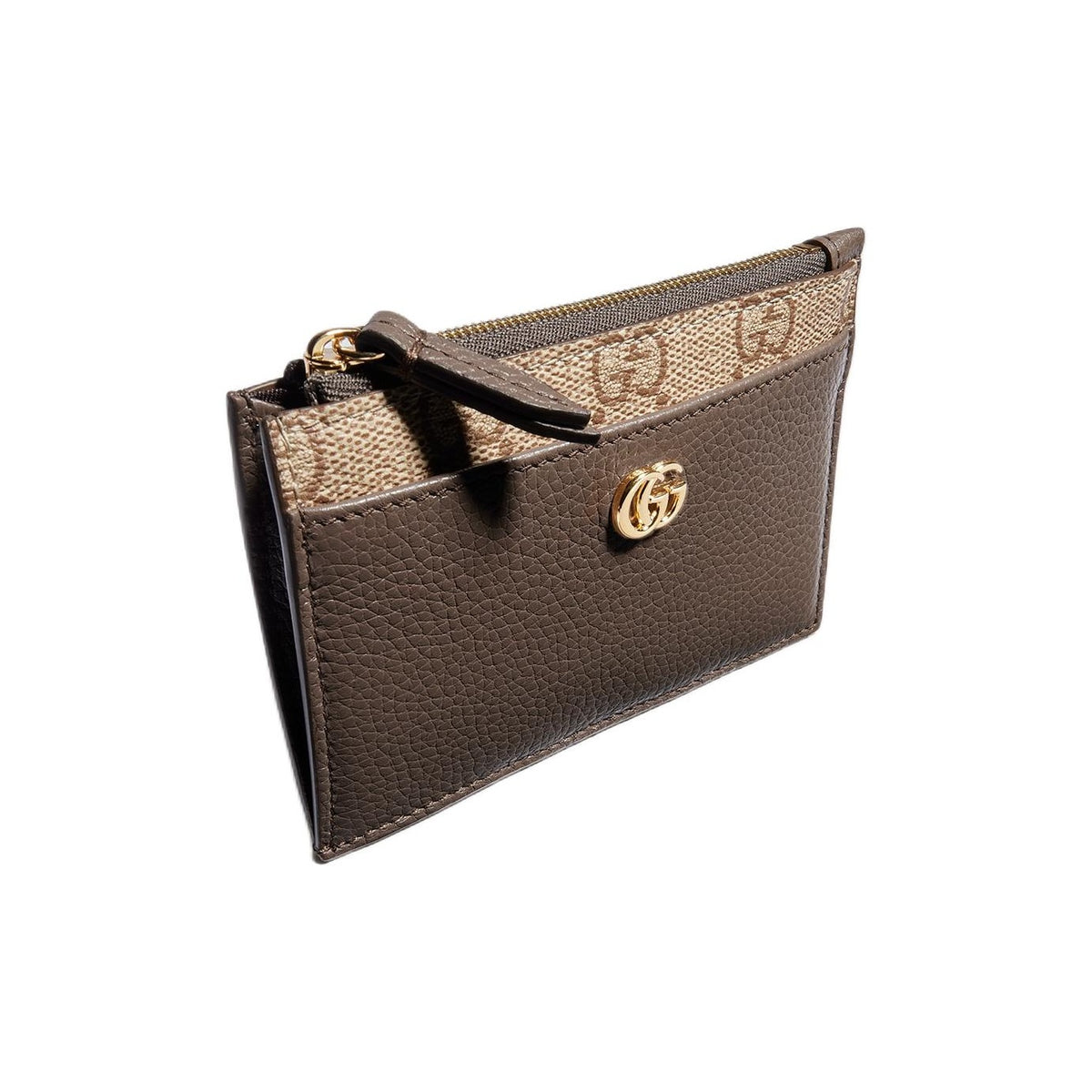 GUCCI GG Marmont Women's Double G Leather Card Holder in Dark Brown - 837966