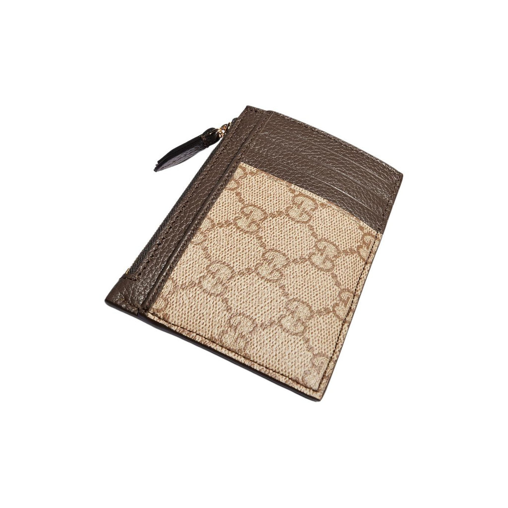 GUCCI GG Marmont Women's Double G Leather Card Holder in Dark Brown - 837966